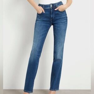 Guess Women 8/29 Blue Denim Stretch High Rise Sadie Straight Shape Up Jeans NWT
